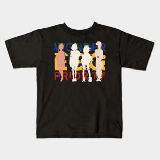 WEP6 Wonder Egg Priority anime main characters Neiru aonuma, Ai ooto, Rika kawai, Momoe sawaki Brown, blue, blonde, red hair girls Awesome GLITCH SILHOUETTE and TYPOGRAPHY x Animangapoi august 2023 Kids T-Shirt